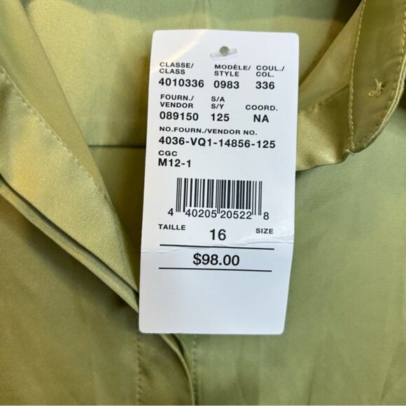 Laura Flared Sleeve Satin Blouse Moss Green - Picture 8 of 10